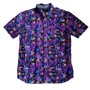 Vans Nintendo Donkey Kong Hawaiian Button Up, Short Sleeve Shirt. Size Medium